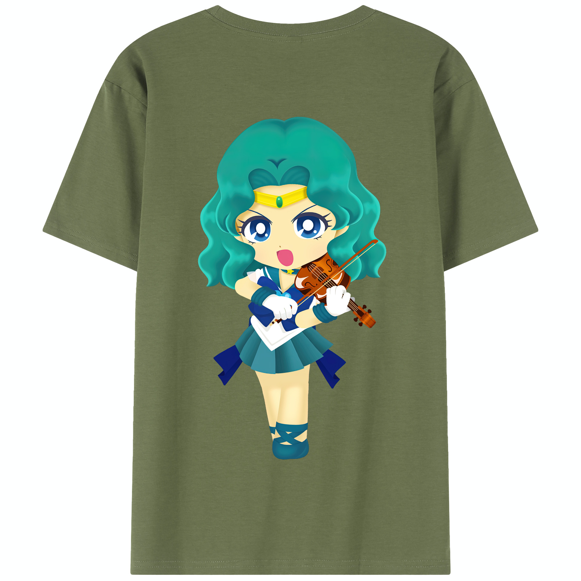 （画像用） 美少女戦士セーラームーン 海王 みちる（かいおう みちる） Sailor Moon Kaiou Michiru 綿100％半袖Tシャツ（背面プリント）